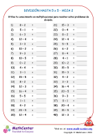 División Hasta 5 X 5 Hoja 2