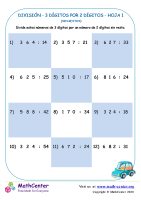 División – 3 Dígitos Por 2 Dígitos Hoja 1 (Sin Restos)