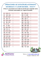 Operaciones De Divisón Relacionadas Decimales Hoja 4