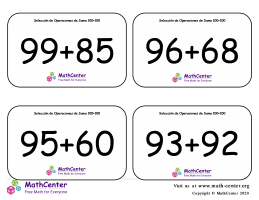Selección de Operaciones de Suma Hasta 100 + 100 Tarjetas didácticas