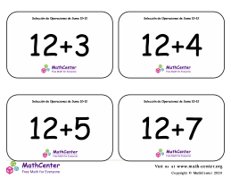 Selección de Operaciones de Suma Hasta 12 + 12 Tarjetas didácticas