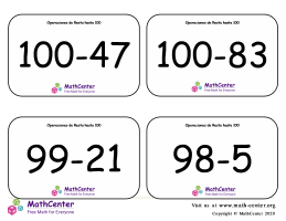 Operaciones de resta hasta 100 tarjetas didácticas