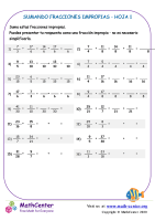 Sumando Fracciones Impropias Hoja 1
