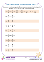Sumando Fracciones Impropias Hoja 5