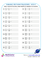 Sumando, Restando Fracciones Hoja 2