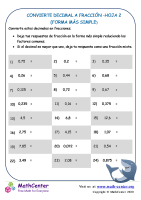 Convierte Decimal A Fracción Hoja 2 (Forma Más Simple)