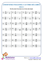 Conversión de fracciones a la forma más simple - Hoja 1