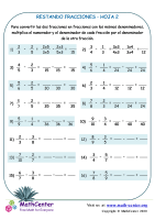 Restar fracciones- Hoja 2 A