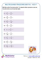 Multiplicando Fracciones Mixtas Hoja 7