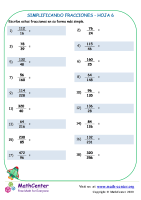 Simplificar fracciones activity for 5to