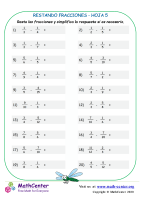 Restando Fracciones Hoja 5