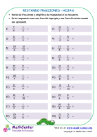 Restando Fracciones Hoja 6