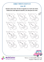 Divertida suma y resta de cohetes hasta 12 - Hoja 2