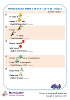 Problemas De Suma Y Resta Hasta 15 Hoja 1