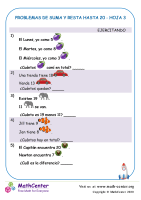 Problemas De Suma Y Resta Hasta 20 Hoja 3