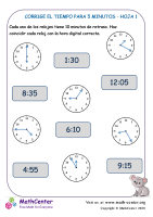 Corrige El Tiempo Para 5 Minutos Hoja 1