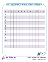 Tabla De Multiplicar En Blanco Hasta 12X12 #1