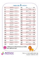 6 Tabla De Multiplicar Hoja 1