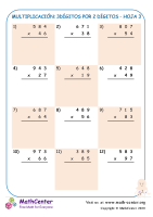 Multiplicación: 3Dígitos Por 2 Dígitos Hoja 3