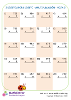 3 Dígitos Por 1 Dígito - Multiplicación - Hoja 5