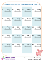 4 Dígitos Por 1 Dígito - Multiplicación - Hoja 3