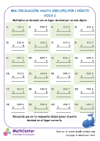 Multiplicación: Hasta 1000 (1Pd) Por 1 Dígito Hoja 2