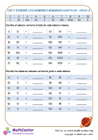 Leer y escribir números romanos hasta 20