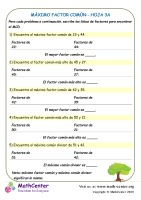 Máximo Factor Común Hoja 3A