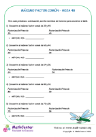 Máximo Factor Común Hoja 4B