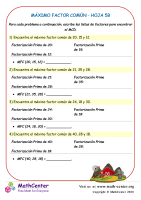 Máximo Factor Común Hoja 5B