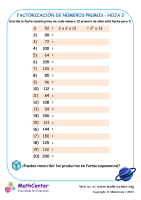 Factorización De Números Primos Hoja 2