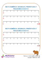 Rectas numéricas : Fracción - Decimal - Porcentaje del 0 Hasta el 1 N°5