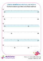Líneas Numéricas Hasta El 100 Hoja 6