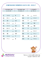 Comparando Números Hasta 100 Hoja 7