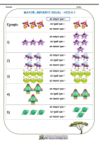 Mayor, Menor E Igual Hoja 1