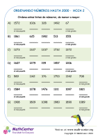 Ordenando Números Hasta 2000 Hoja 2