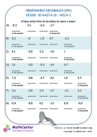 Ordenando Decimales (1Pd) Desde -10 Hasta 10 Hoja 2