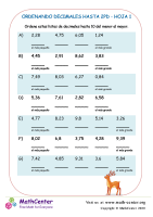 Ordenando Decimales Hasta 2Pd Hoja 1