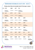 Ordenando Decimales Hasta 2Pd Hoja 3