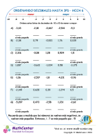 Ordenando Decimales Hasta 3Pd Hoja 6