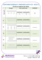 Contando Decenas Y Unidades Hasta 20 Hoja 3