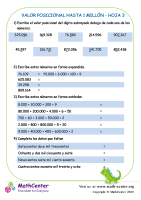 Valor Posicional Hasta 1 Millón Hoja 3