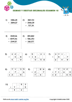 Sumar Y Restar Decimales Examen 10