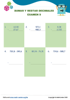 Sumar Y Restar Decimales Examen 9