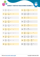 Sumar Y Restar Fracciones Examen 3