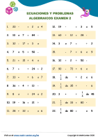 Ecuaciones Y Problemas Algebraicos Examen 2