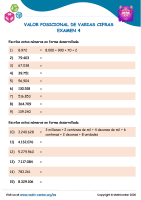 Valor Posicional De Varias Cifras Examen 4