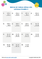 Restas De Varias Cifras Con Llevadas Examen 4