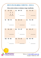 Resta En Columna 2-Dígitos Hoja 6