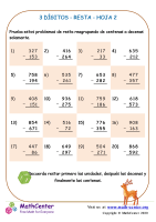 3 Dígito - Resta - Hoja 2